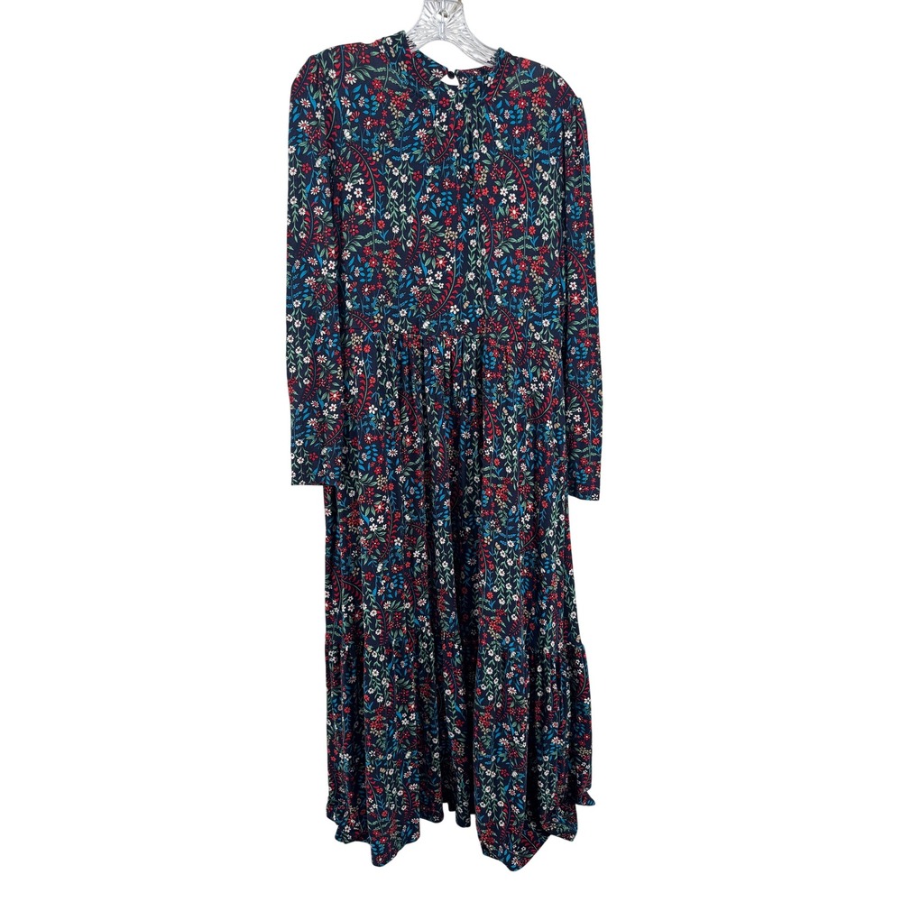 Boden Maxi Dress Womens 12P Navy Floral Long Sleeve Pocket Boho Cottagecore Boho